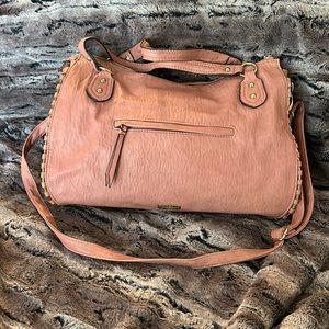 Jessica Simpson pink faux leather slouch convertible shoulder/crossbody purse